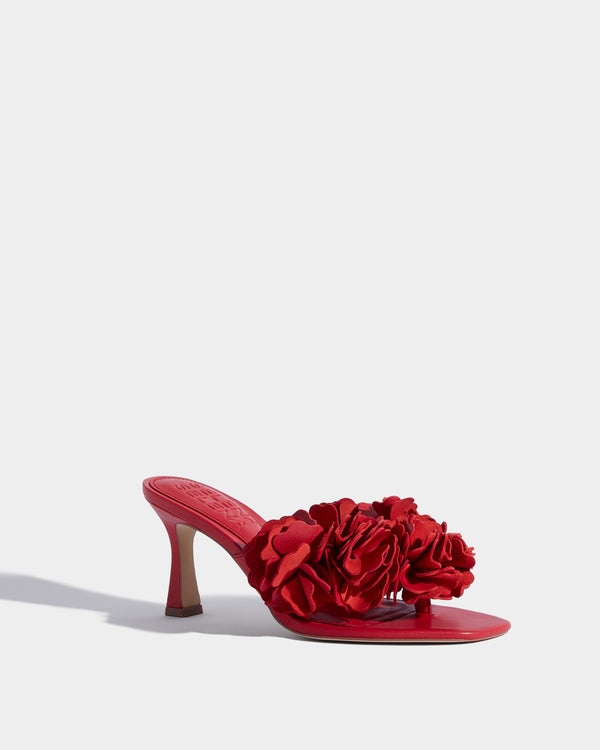 The Florist Mid Heel Thong Sandal  in Red